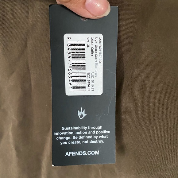 Afends Grace Cupro  V-neck Mini Summer Dress Coffee sleeveless size XL - Picture 9 of 15